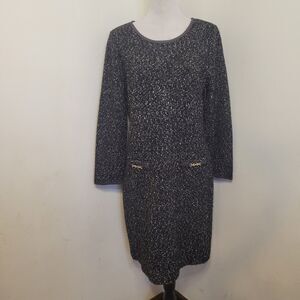 Talbots Women’s Dress Size 14 Black White 3/4 Sleeve Back Zip pre owned